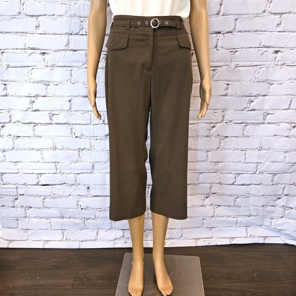 CATO, Boho olive green cropped khaki pants - Picture 4 of 9